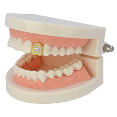 Hip Hop Gold Single Grillz Top & Bottom Teeth Grills Dental Vampire Teeth Caps Halloween Tooth Jewelry Party