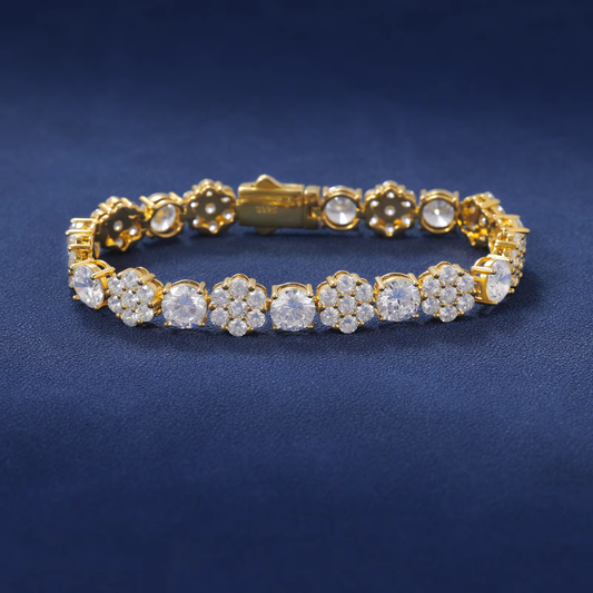 New Cluster Flower Design Bracelet Iced Out VVS D Moissanite Diamond Waterproof Tennis Chain Hip Hop 10mm Jewelry for Women Men