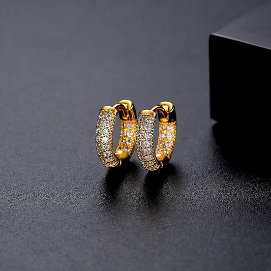 Ice Stone Luxury Iced Out Diamond Gold Plated CZ Earrings