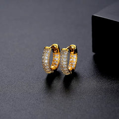 Ice Stone Luxury Iced Out Diamond Gold Plated CZ Earrings