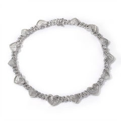 Iced Out 13mm Cuban Heart Necklace Heart Layer Cuban Link Necklace Square CZ Cuban Chain Women