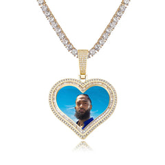 Luxury Hip Hop Custom Picture Pendant Heart Shape Picture Necklace Pendant Jewelry