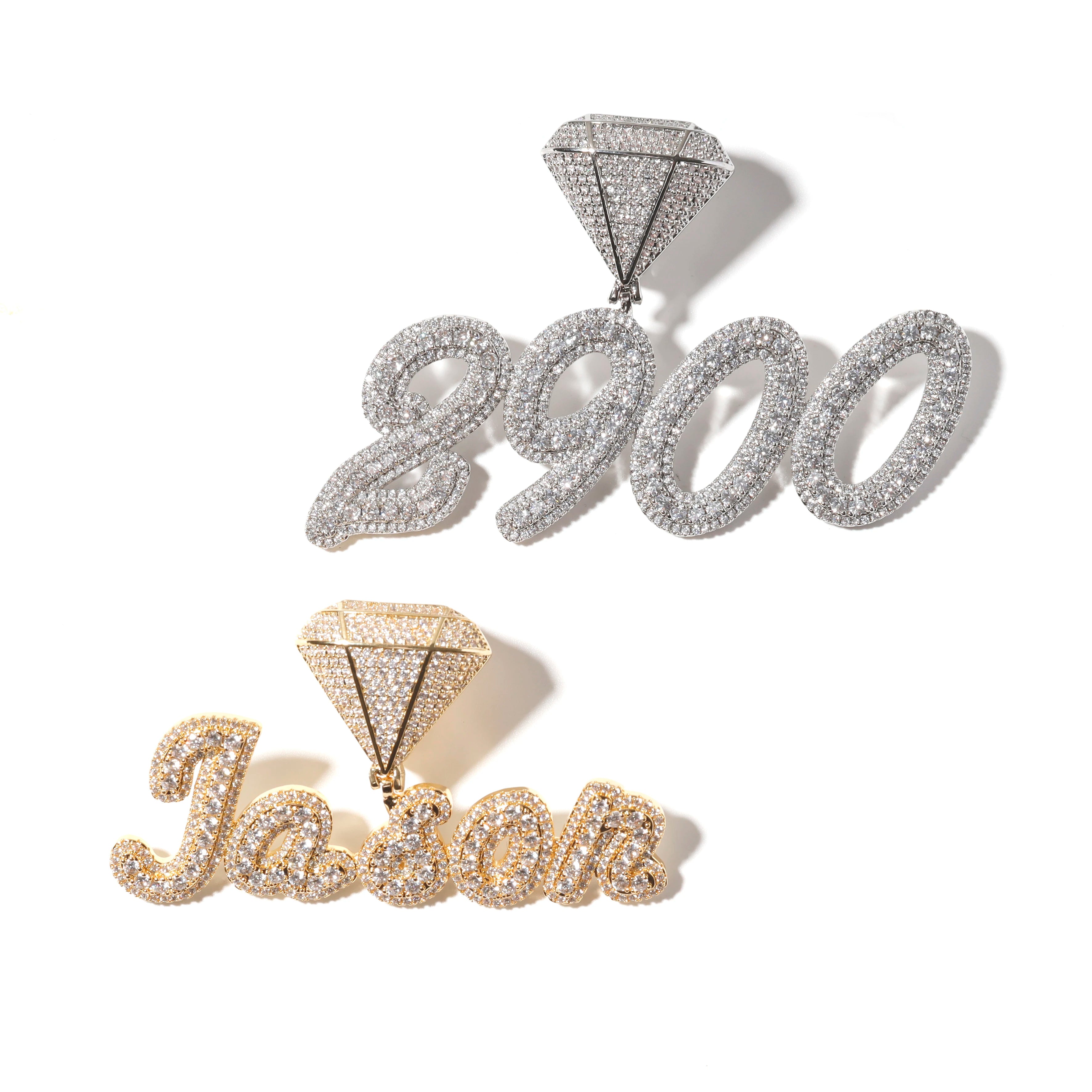 2023 New Fashion Hip Hop Diamond Hoop Custom Name Pendant Necklaces Iced Out Custom Letter Pendant for Jewelry Making