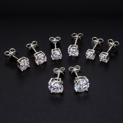 Ice Stone Moissanite Silver Stud Earrings for Women