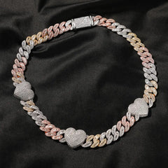 Ice Stone 16mm Mixed Color Heart Necklace