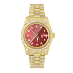 Ice Stone New Hip Hop Gold Plated Stainless Steel Quartz Watch