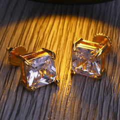 Ice Stone Hip Hop Iced Out 8mm CZ Stud Earrings