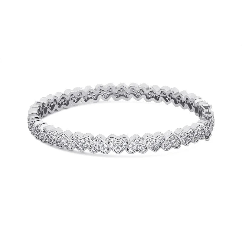 Ice Stone 7mm Heart Cuban Link Bracelet