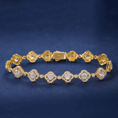 Ice Stone VVS Moissanite Four Leaf Silver Bracelet