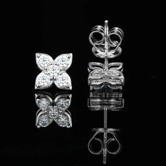Ice Stone Four Leaf Cross Moissanite Silver Earrings