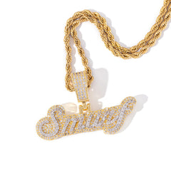 TOP ICY Full Cz Micro Paved 2 Layers Bi Color Nameplate Necklace Customize Name Letters Luxury Icy Pendant Hip Hop Jewelry
