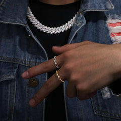 Ice Stone Gold Plated Moissanite Cuban Ring