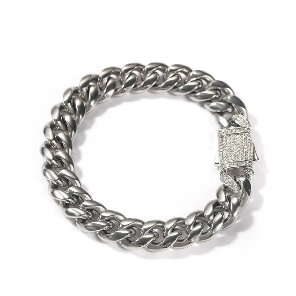 Ice Stone Gold Plated Cuban Chain Bracelet