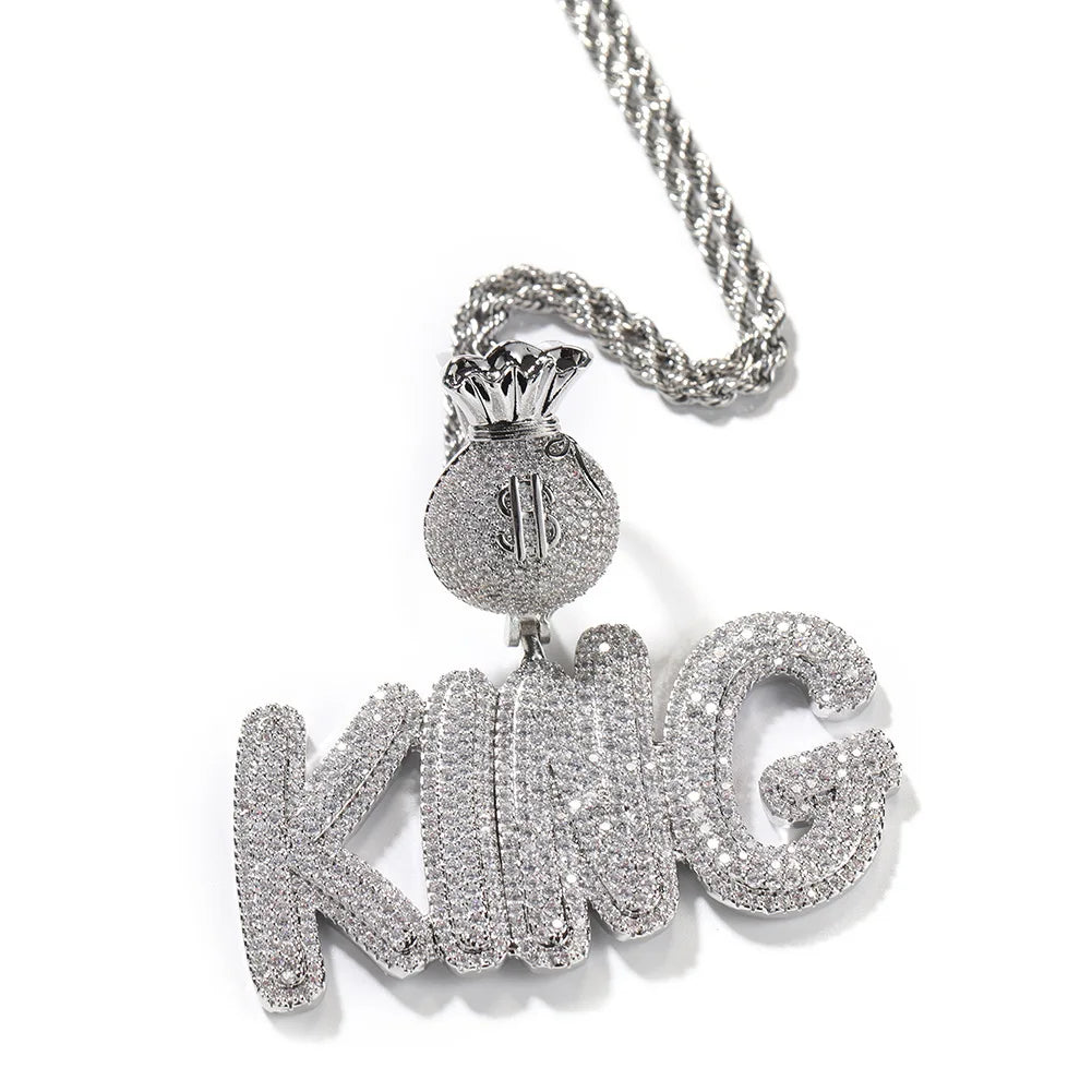 Money Bag Hook Custom Pendant Name Jewelry Personalized INS Iced Out Hip Hop CZ name plated jewelry custom chain women necklace