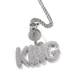 Money Bag Hook Custom Pendant Name Jewelry Personalized INS Iced Out Hip Hop CZ name plated jewelry custom chain women necklace