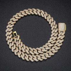 15MM 3 Rows Diamond Cuban Chain Iced Out Cuban Link Chain Diamond Necklace for Women Men Top Icy Hip Hop Jewelry