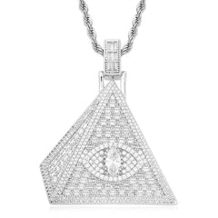 Top Icy Hip Hop Jewelry All-seeing Eye Diamond Pendant  Iced Out Cubic Zircon Eye of Providence Necklace For Men and Women