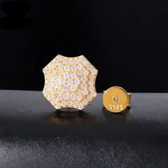 Hip Hop 925 Silver Push Back Bolt Stud Earrings VVS Moissanite Diamond Iced Out Geometric Jewelry 100% Pass Diamond Test