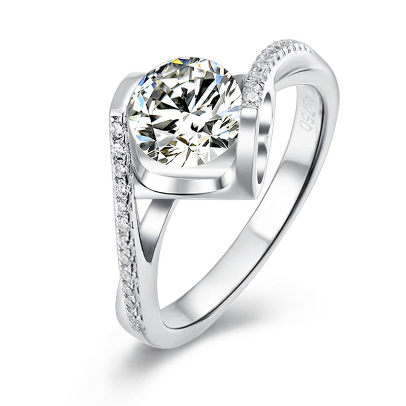 Jewelry Wholesale 14K White Gold One Carat Women's Queen Moissanite S925 Proposal Wedding Diamond Ring