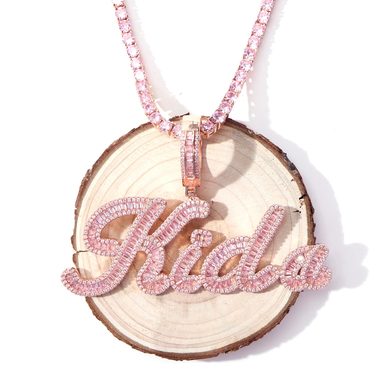 Top Icy Baguette Diamond Custom Name Necklace Ice Out Jewelry Set Brass 18K Gold Plated AAA Shiny CZ Women Jewelry