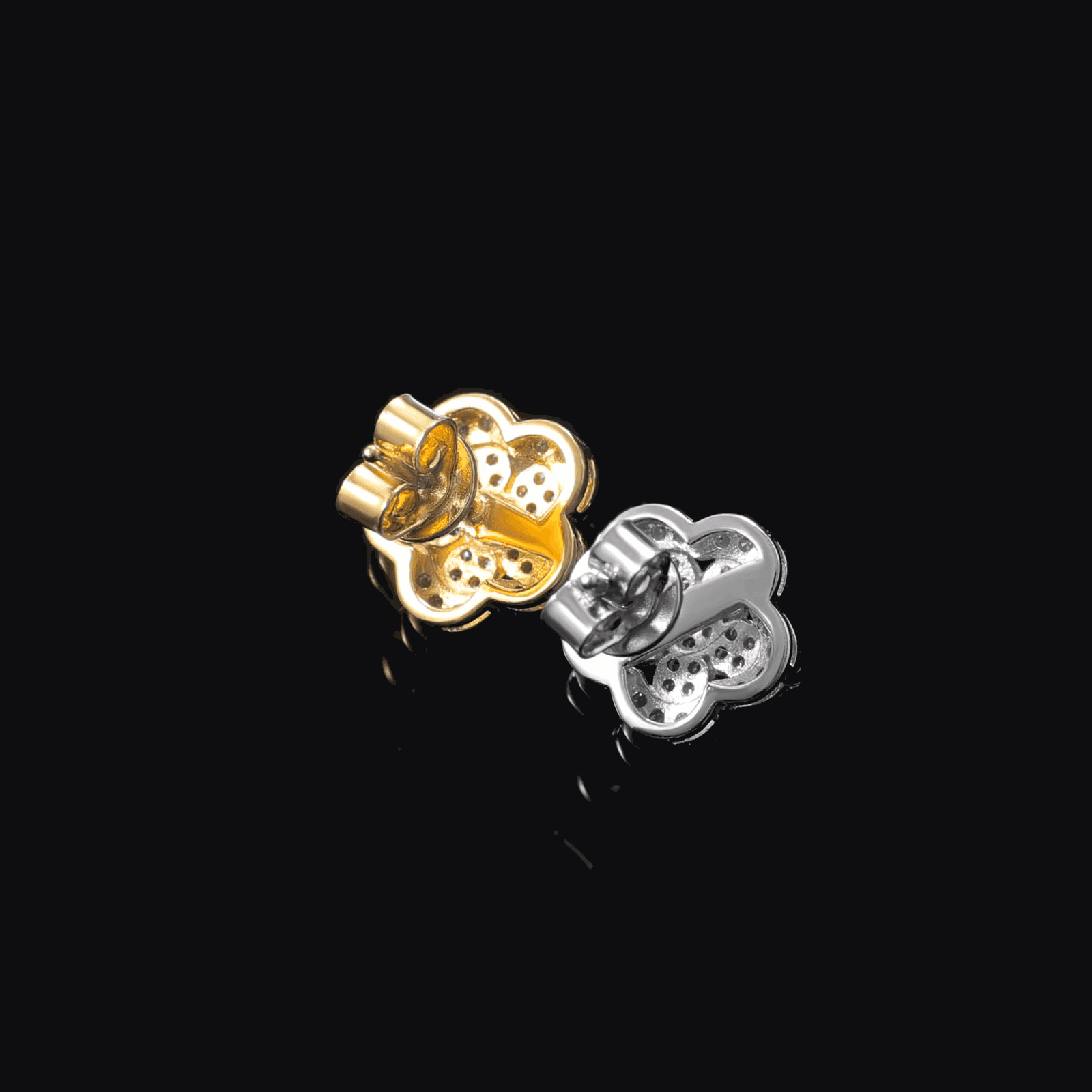 Ice Stone 3 Layer VVS Moissanite Lotus Stud Earrings