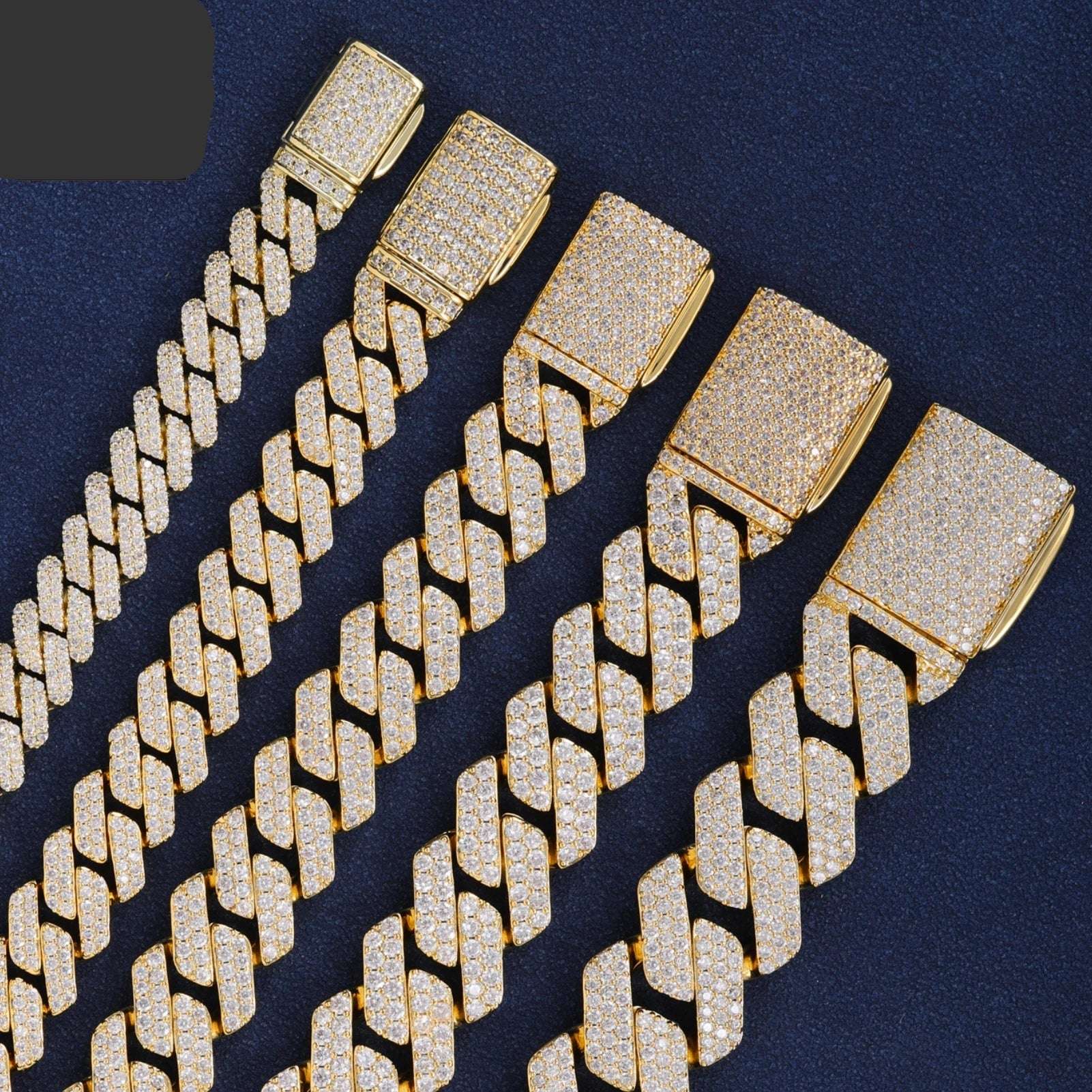 Hip Hop Fashion Brass Link Cuban Chain With 14K 18K Iced Out 5A Zircon 6mm-18mm Moissanite Cuban Bracelet Necklace Jewelry