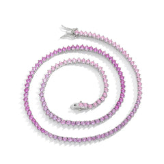 4mm Iced Out Trend Gradient Pink Tennis Chain Hip Hop Chains Bling Jewelry Brass 18K Gold Plated 5A CZ Shiny Necklace