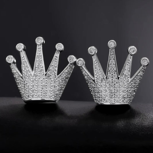 Ice Stone Hip Hop 18K Gold Plated Crown Emerald Zircon Earrings