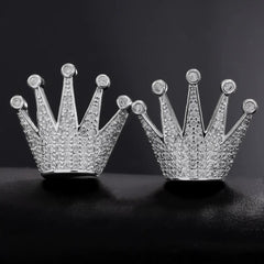 Ice Stone Hip Hop 18K Gold Plated Crown Emerald Zircon Earrings