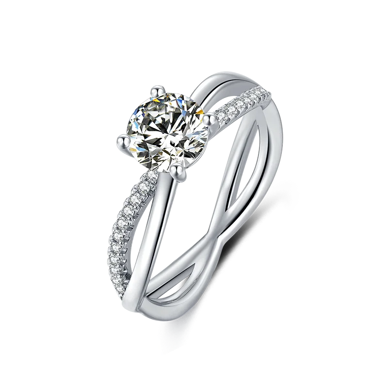 Tarnish Free Luxury Custom Jewelry Brilliant Cut 1.0ct VVS Moissanite Engagement Bridal Wedding Ring Jewelry