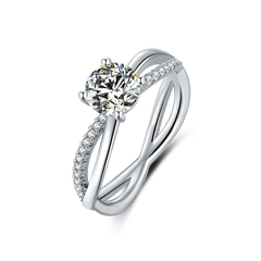 Tarnish Free Luxury Custom Jewelry Brilliant Cut 1.0ct VVS Moissanite Engagement Bridal Wedding Ring Jewelry