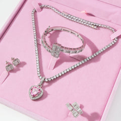 Ice Stone White Gold Jewelry Set Women