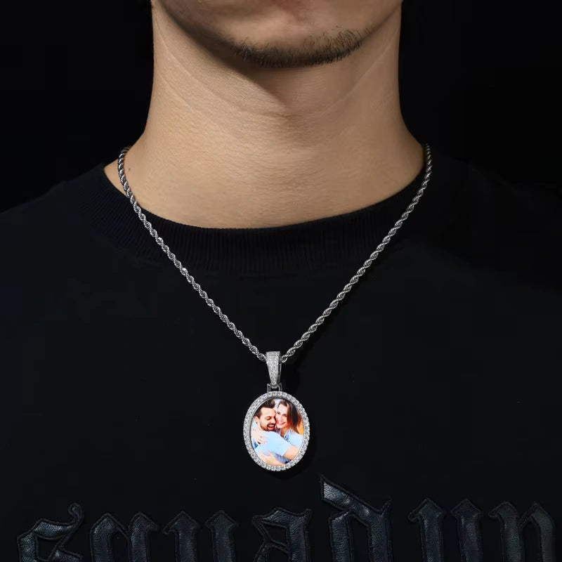 Ice Stone Iced Out 925 Sterling VVS D Moissanite Oval Pendant