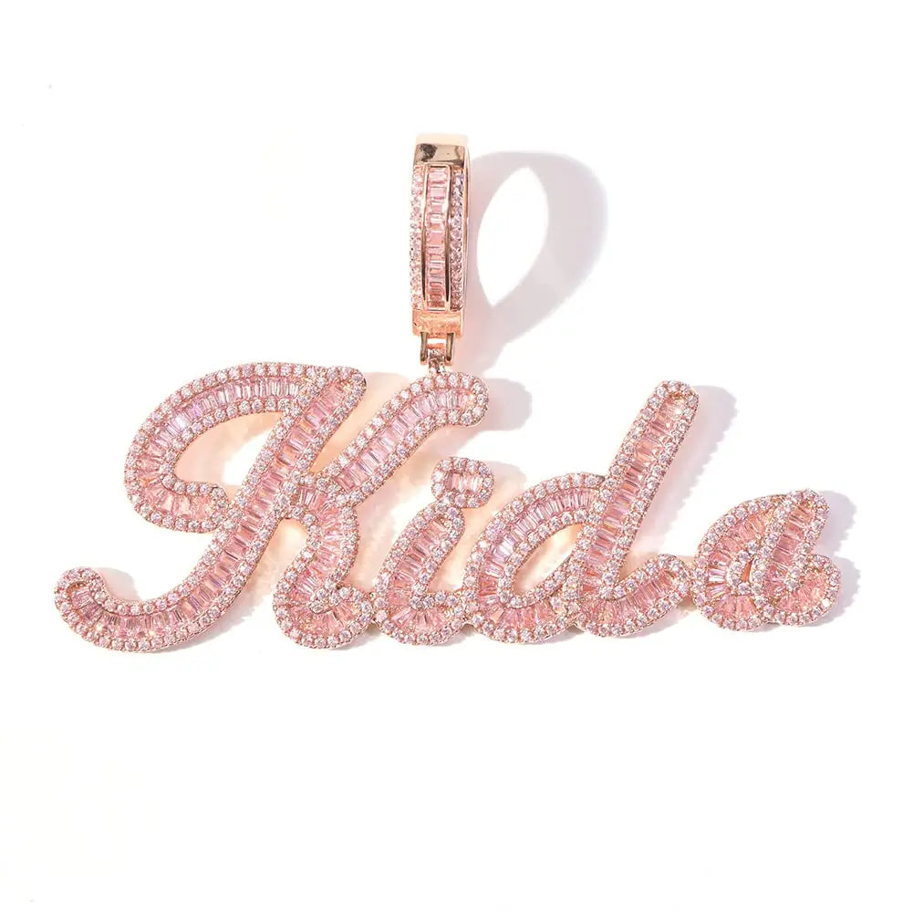 Top Icy Baguette Diamond Custom Name Necklace Ice Out Jewelry Set Brass 18K Gold Plated AAA Shiny CZ Women Jewelry