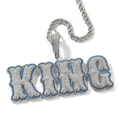 TOP ICY Big Size Punk Style Name Pendant Two Tone Name  Necklace Hip Hop Name Necklace Personalised