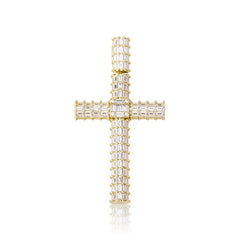 Hip hop Jewelry Sterling Silver Long Chain Jesus cross pendant Rhinestone Crystal full diamond Pendant Men Jesus Cross Necklace