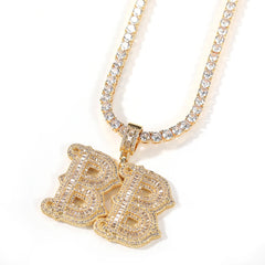 Ice Stone New Iced Out Initials Pendant Necklace
