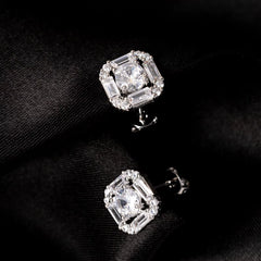 Ice Stone Baguette Diamond Stud Iced Out 18K Gold Earrings