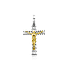 Top Icy Hip Hop Baguette Diamond  Cross Pendant with Jesus Gold Plated Iced Out Round CZ Cross Necklace for Men and Women