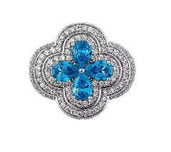 Exquisite Unisex Fine 5A Zircon Ring Fashion Hip Hop Two Color Iced Out Flower Shape Jewelry Rappers Diamond Rings