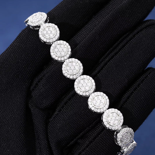 Ice Stone Bling Hip Hop 9mm Moissanite Tennis Chain Sterling Silver Bracelet