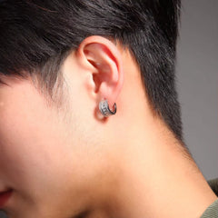 Ice Stone 14K Gold Plated Brass Cuff CZ Hoop Earrings