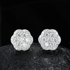 New Design Flower Moissanite Earrings Jewelry Unisex 925 Sterling Silver Classic Stud Diamond Earrings Fashion Jewelry for Gift