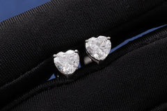 New Trendy 925 Sterling Sliver VVS Moissanite Earrings Fine Iced Out Heart Stud Earrings Women's Popular Geometric Jewelry