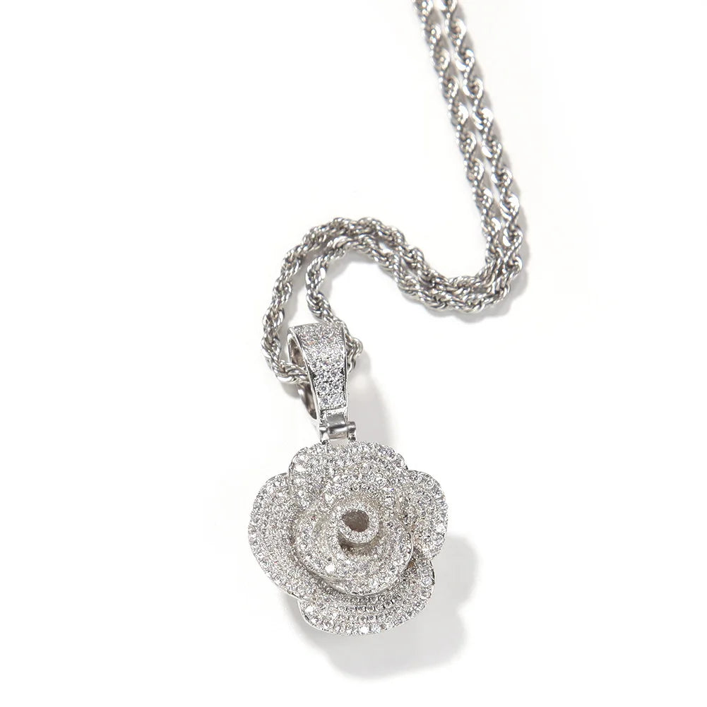 Ice Stone Rose Pendant Women's Fashion Jewelry