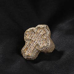 Ice Stone Hip Hop Iced Out Cross Ring