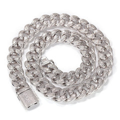 Hip Hop Iced Out Jewellery Cz Zircon Stone Cuban Link Chain Real Gold Plated Cuban Chain Rapper for Man