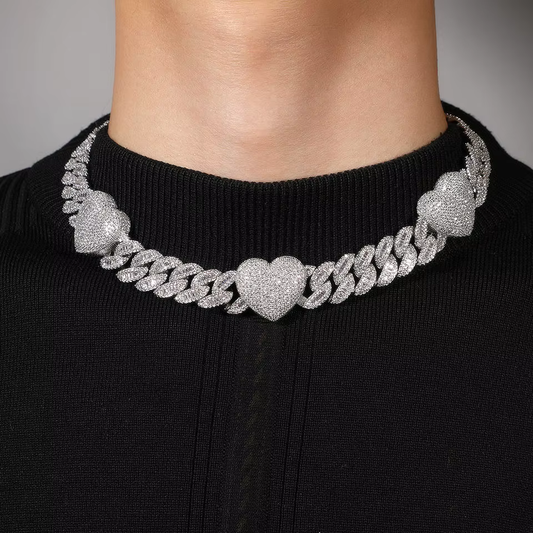 Ice Stone 16mm Mixed Color Heart Necklace