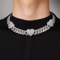 Ice Stone 16mm Mixed Color Heart Necklace