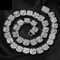 TOP ICY 12mm Iced out Baguette Tennis Link Chain Necklace Gold Plated Diamond Hip Hop for Gift with Zircon Main Stone